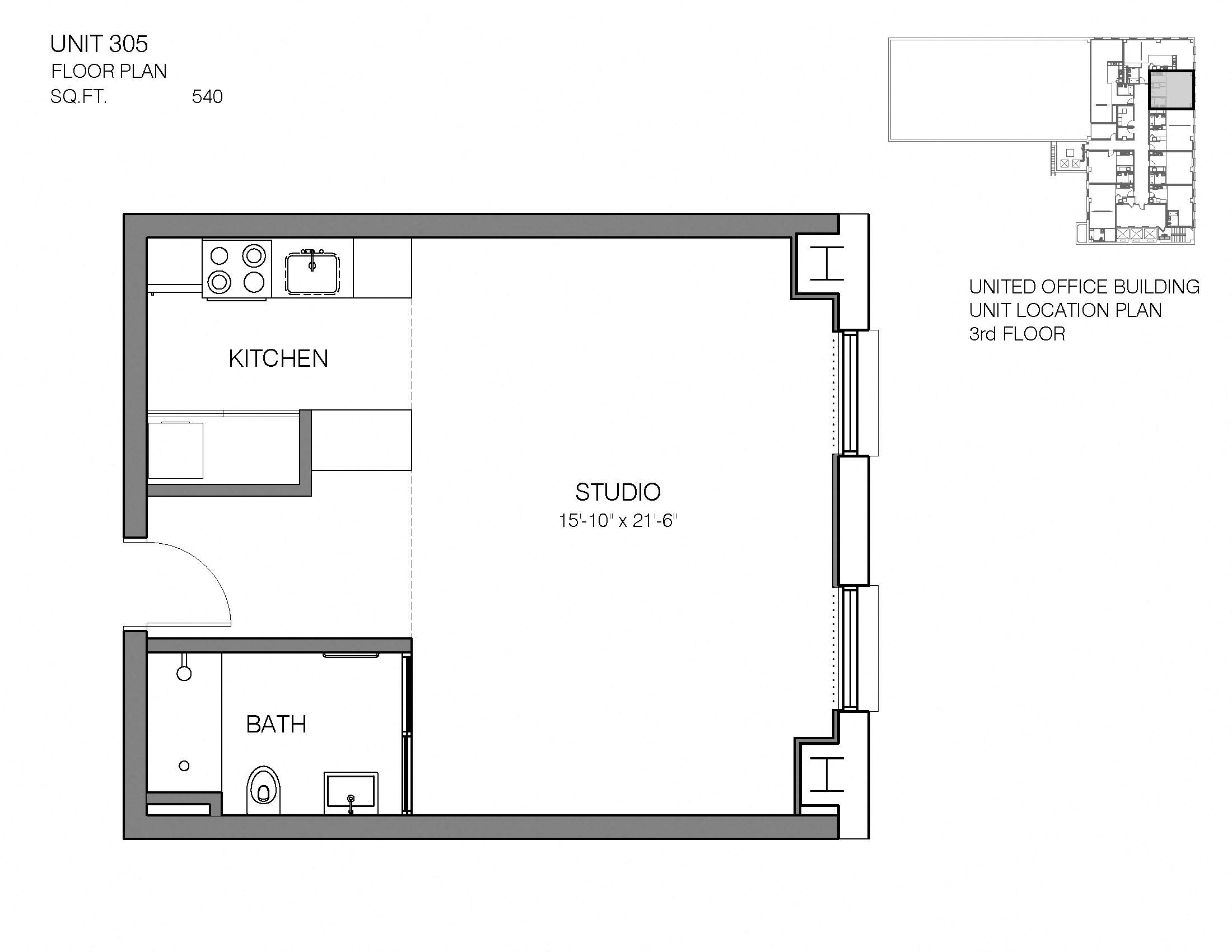 305 Floor Plan at Market District Lofts, OH, 44113
